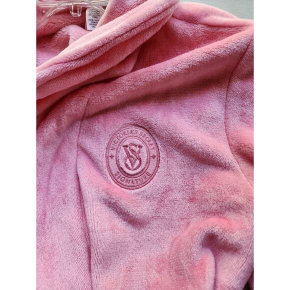 ROBE-VICTORIA'S SECRET SIGNATURE-Pink-Soft-Fluffy-Removable Waist Tie-Size SM - Picture 5 of 10